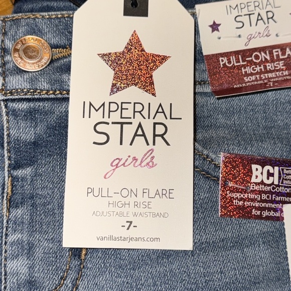 💥💥NWT Imperial star pull on flare, high-rise jeans, girls size 7 Color tracee - Picture 3 of 11
